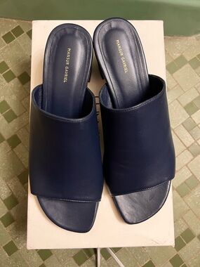 Mansur Gavriel Deep Navy Leather Slide Mules